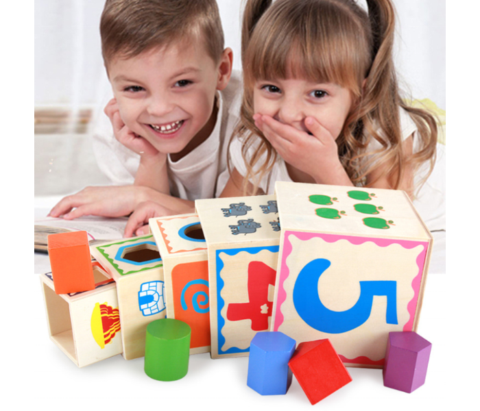 Generic 2107787 Wooden Boxes Stacking Toy with Shapes Puzzle for Toddlers - Zoom Image 6