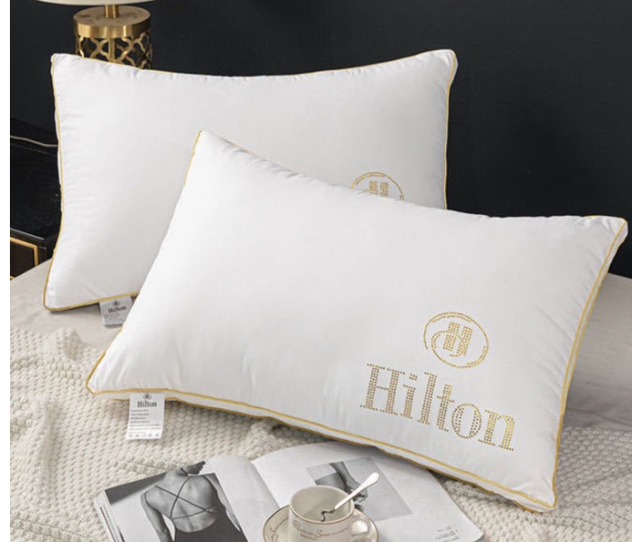 Microfiber Filling Polyester Double Line Hilton Pillow with Bag - White - Zoom Image 1