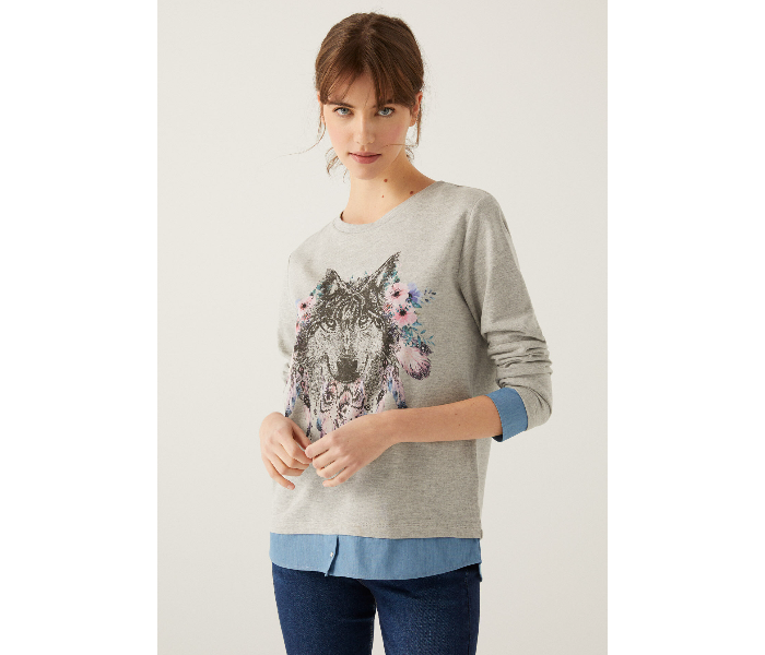 Springfield 108961743 XL Sweat Shirt For Women - Grey - Zoom Image 2