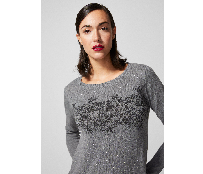 Springfield 133488340 Small Long Sleeve Knitwear for Women - Charcoal Grey - Zoom Image 3