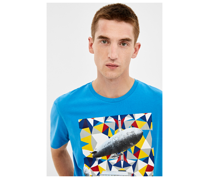 Springfield 026666385 Medium Short Sleeve T-Shirt for Men - Blue - Zoom Image 2