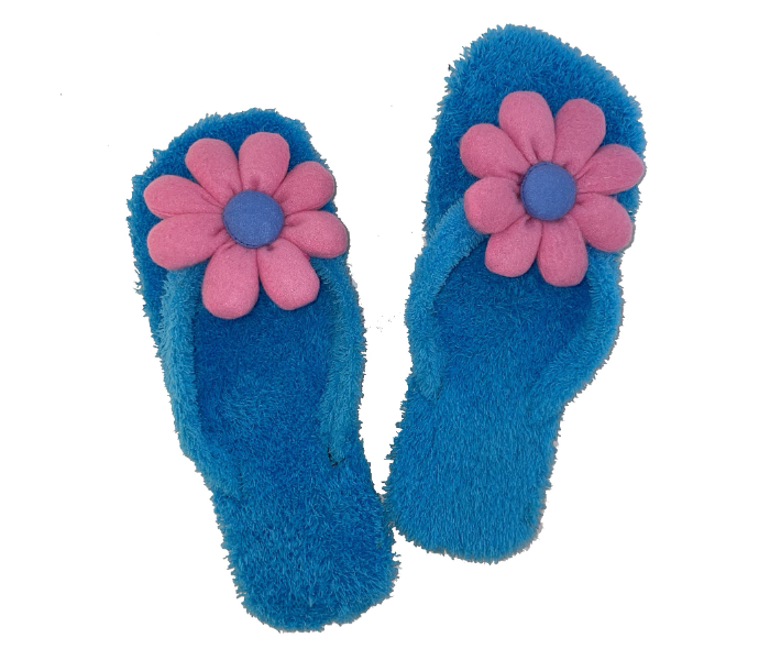 Casual LFV52 US 08 Flower Design Daily Wear Soft Flat Home Slippers for Women - Light Blue - Zoom Image