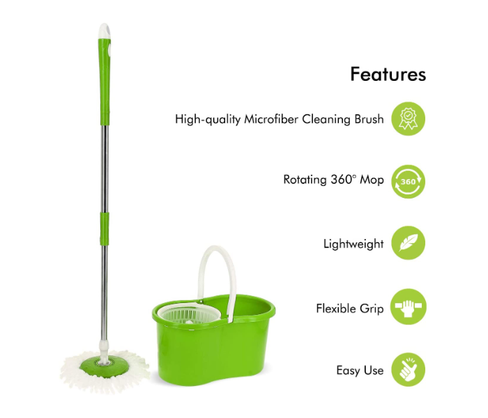 Easy 360 Degree Spinning Mop Bucket Set With 1 Free Mop Head - Green - Zoom Image 2