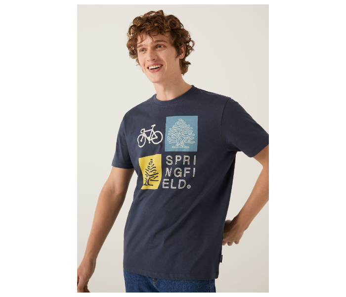 Springfield 024989012 XXL Short Sleeve T-Shirt for Men - Medium Blue - Zoom Image 1