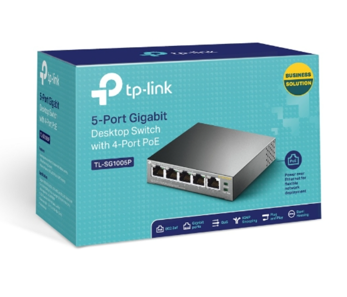 TP-Link 5-Port Gigabit Desktop Switch with 4-Port PoE TL-SG1005P - Black - Zoom Image 4