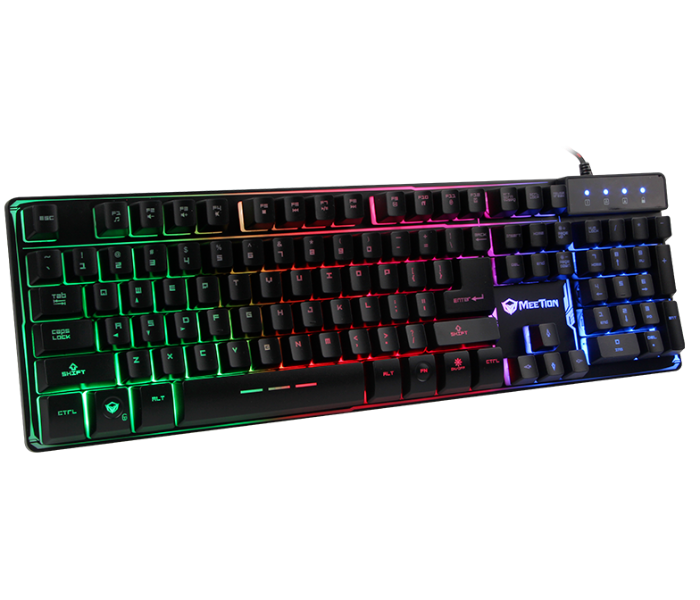 Meetion K9300 Colorful Rainbow Backlit Gaming Keyboard - Black - Zoom Image 2