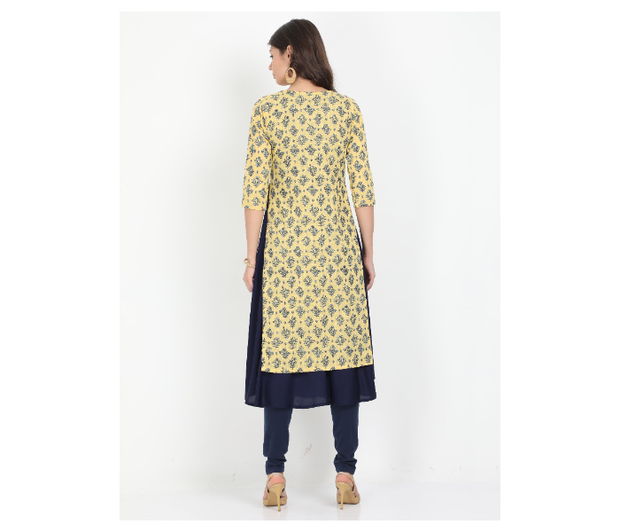 Kaia SK01DK0012YLB009 XXL Long Kurta with Detachable Top for Women - Yellow - Zoom Image 3