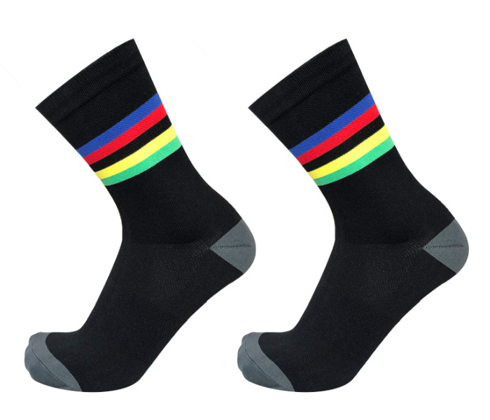 New Champion Rainbow Cycling Socks for Men and Women - Black - Zoom Image