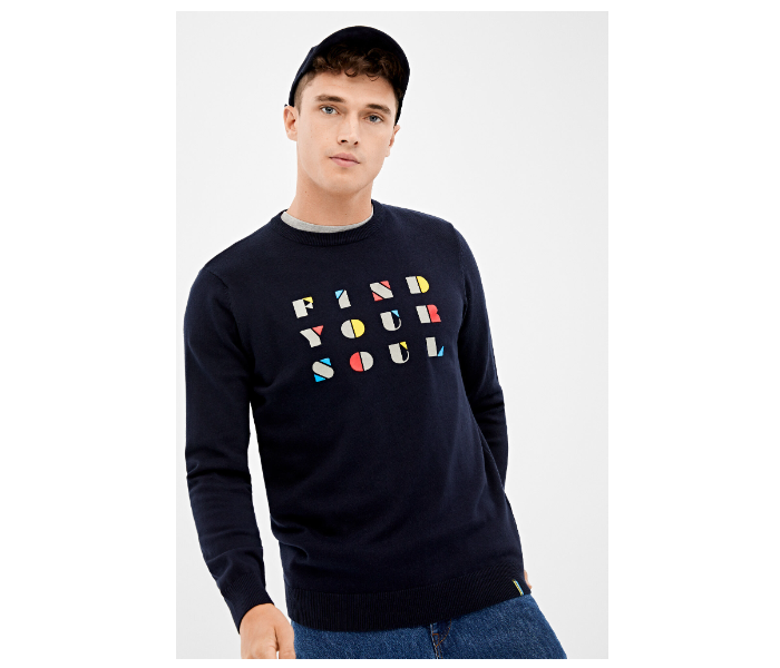 Springfield 140669811 XXL Knitted Jumper for Men - Dark Blue - Zoom Image 3