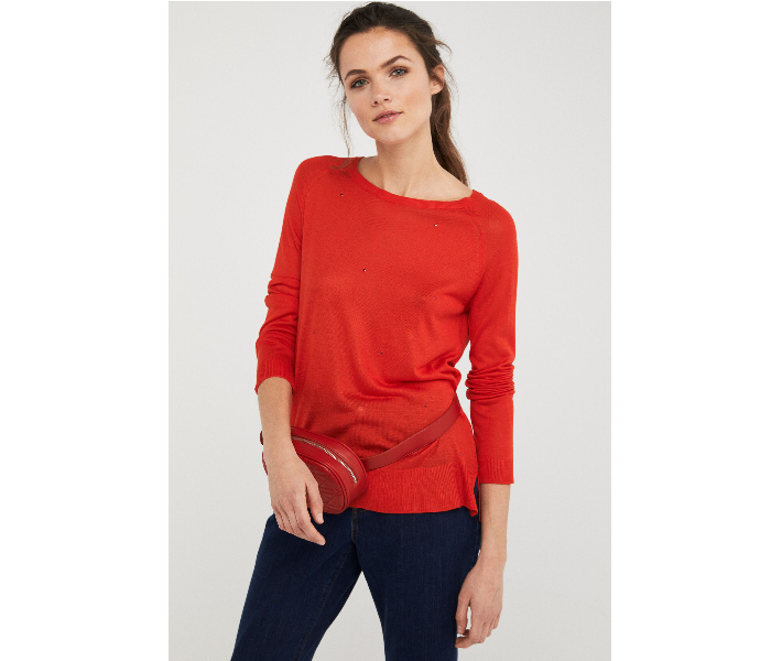 Springfield 133550264 XS Long Sleeve Knitwear For Women - Orange - Zoom Image 2