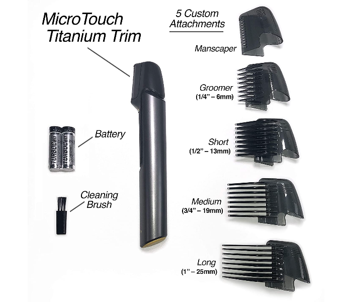 Micro Touch Body Hair Shaving and Grooming Trimmer - Titanium - Zoom Image 2