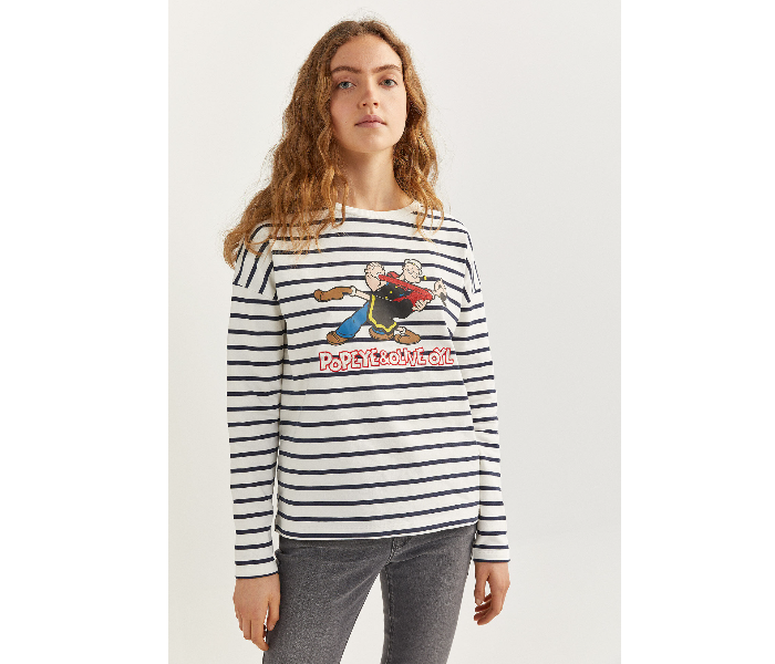 Springfield 108743617 Large Sweat Shirt For Women - White - Zoom Image 2