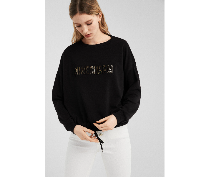 Springfield 108692801 Small Sweat Shirt for Women - Black - Zoom Image 2