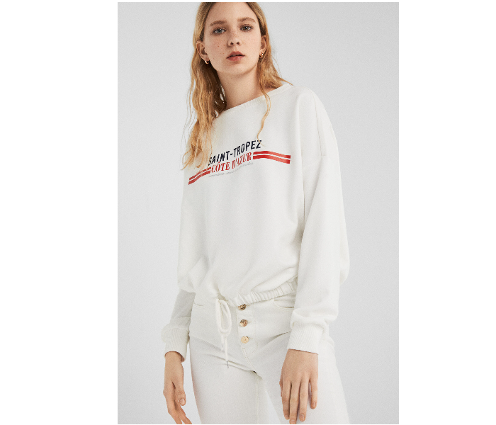 Springfield 108692898 Large Sweat Shirt for Women - White - Zoom Image 1