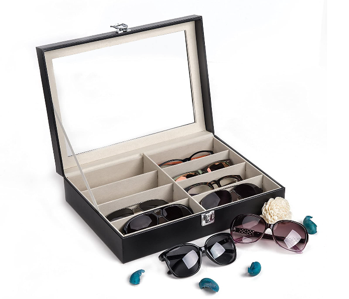 8 Slot CO-Z Leather Multi Sunglass Organizer Case - Black - Zoom Image 1