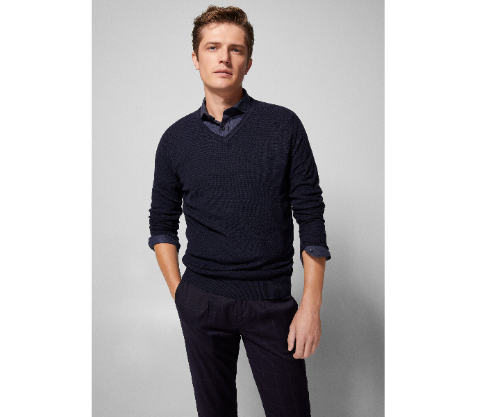 Springfield 140441511 Small Knitted Jumper for Men - Dark Blue - Zoom Image 2