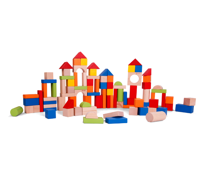 Classic World 3642 100 Piece Wooden Building Blocks Toy for Kids - Zoom Image 2