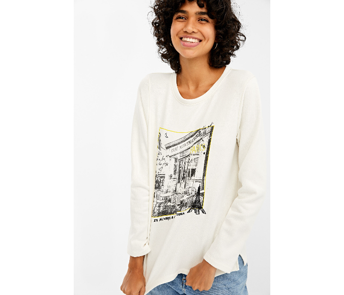 Springfield 108605797 Large Sweat Shirt for Women - White - Zoom Image 2