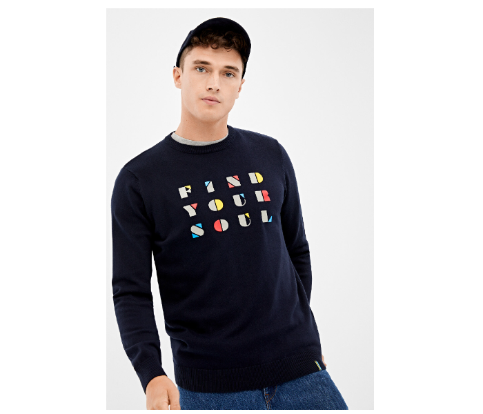 Springfield 140669811 XL Knitted Jumper for Men - Dark Blue - Zoom Image 3