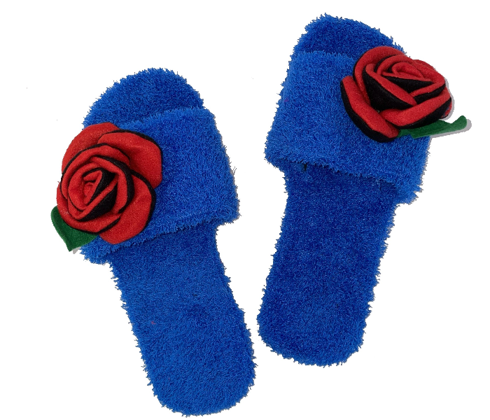 Casual LFO37 US 08 Flower Design Daily Wear Soft Flat Home Slippers for Women - Blue - Zoom Image