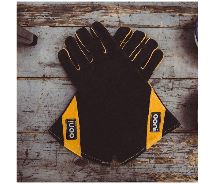 Ooni UU-P07D00 Leather Heat Resistant Pizza Oven Gloves - Black and Yellow - Zoom Image 4