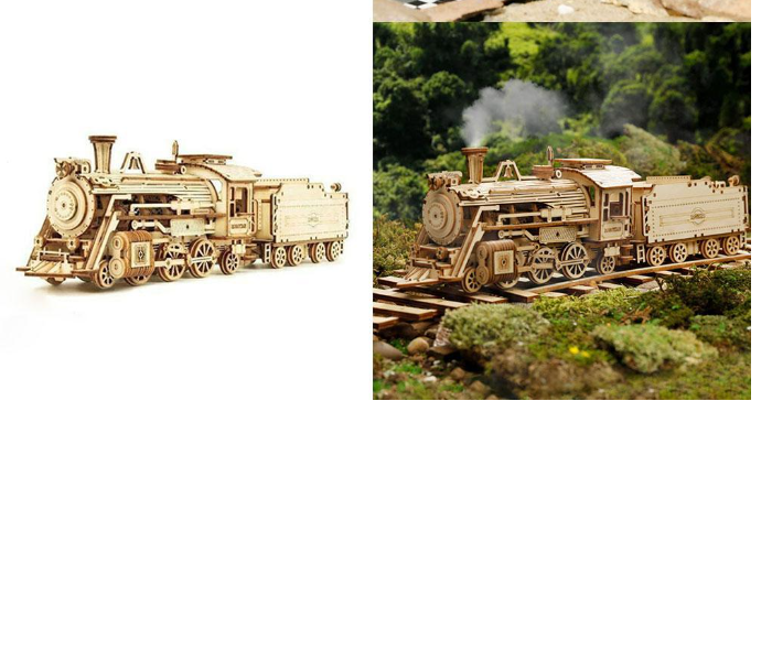 Locomotive Machinery Gear Wooden Model Kit 3D Wooden Puzzle TRAIN -Wood  - Zoom Image 4