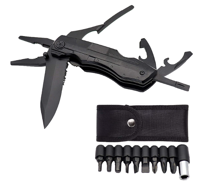 9 in 1 Portable Multifunctional Tool with Sharp Knife Pliers - Black - Zoom Image 1