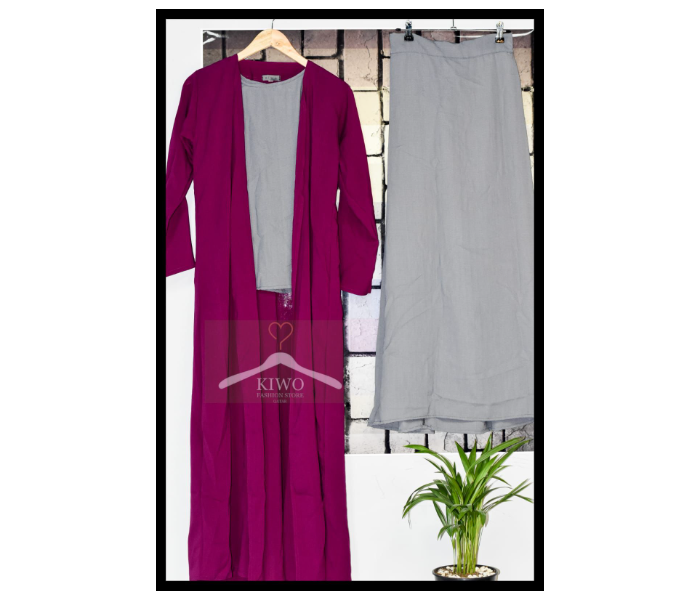 Kiwo Double Colour Medium Full Set Skirt and Top with Long Jacket - Purple - Zoom Image