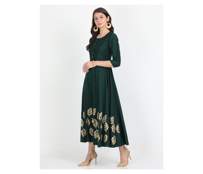 Kaia SK01PW0011BGR002 XL Cotton Silk Dress for Women - Green - Zoom Image 2