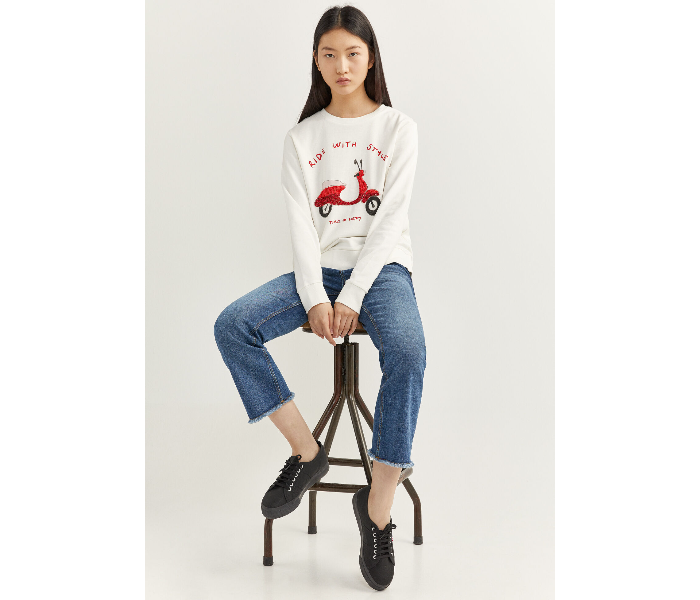 Springfield 108732097 XL Sweat Shirt For Women - White - Zoom Image 1