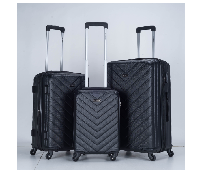 Star Gold SG-T83B Set of 3 High Quality ABS Trolley Bags - Black - Zoom Image