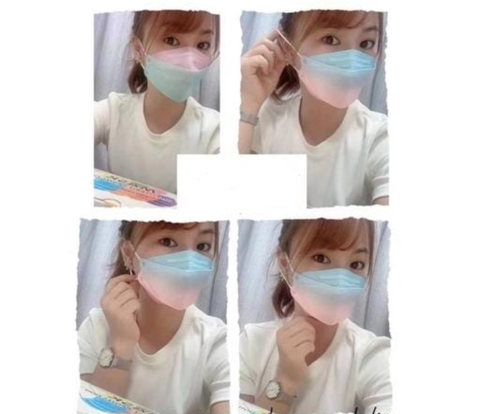 10PCS Mask KF94 Face Mask 3 Layer Non-woven Protection Filter 3D Anti Viral Mask Korean Style - Cyan Pink - Zoom Image