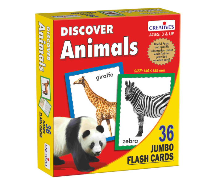 JMsouq Creative Educational CE00451 Discover Animals Flash Cards Educational Game for Kids - Zoom Image 1