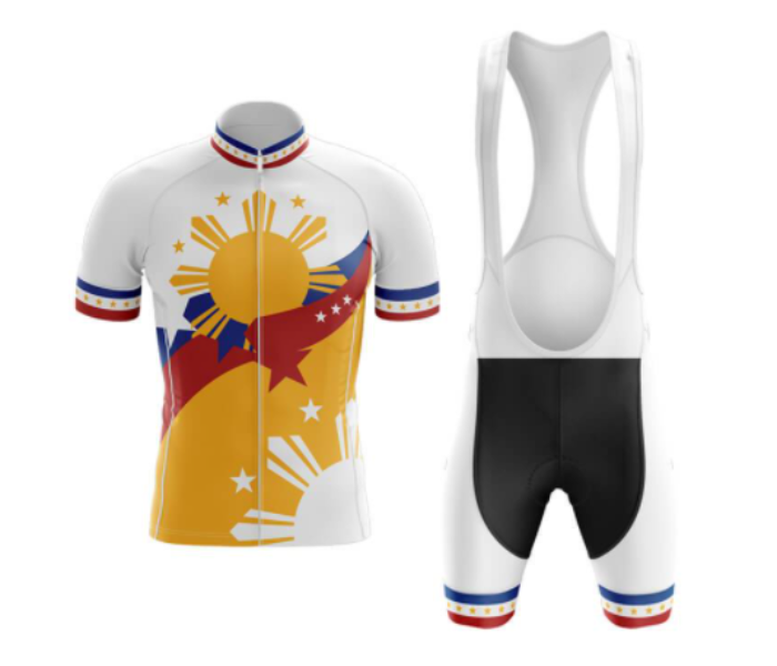 Philippines Medium Short Sleeve Road Bike Cycling Jersey - White - Zoom Image