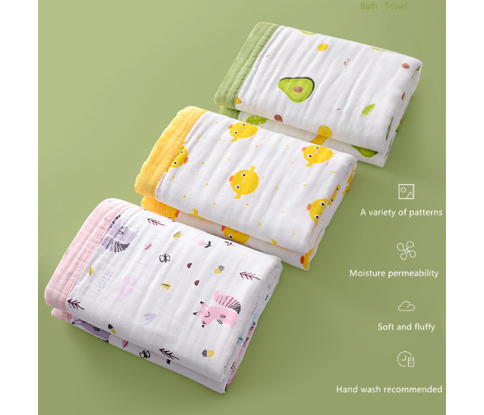 Phoenix MUSBLNK6LY Cartoon Printed 6 Layer Muslin Cotton Baby Swaddle Blanket - Pale Red Border(Strawberry Print) - Zoom Image 2