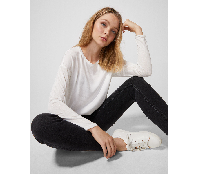 Springfield 676377498 Large Plain Long Sleeve T-Shirt for Women - White - Zoom Image 1