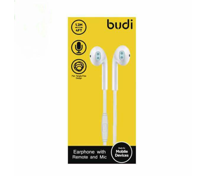 Budi M8J102EP Earphone with Remote and Mic -White - Zoom Image 1