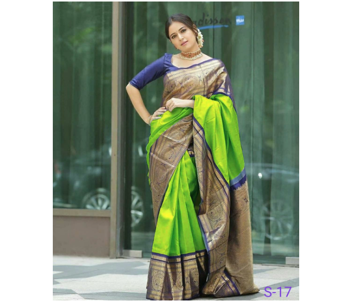 Handwoven Pure Banarasi Saree - Green - Zoom Image