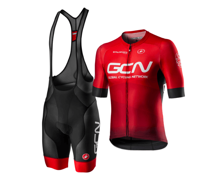 GCN Medium Short Sleeve Road Bike Cycling Jersey - Red and Black - Zoom Image