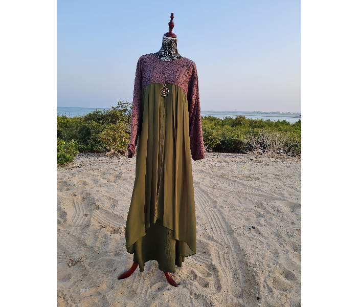 Casting Pearls ILHAM Free Size Formal Wears Street Style Abaya With Outer Pastel Green Jacket - Zoom Image 1