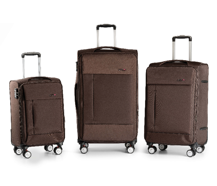 Kenza SV365 3 Piece Drift Softside Expandable Luggage Bag Set with Built-In TSA Lock and Spinner Wheels - Brown - Zoom Image 2