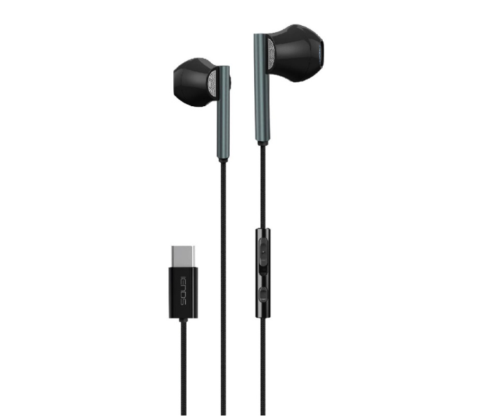 Iends IE-HS947 Type-C Wired Earphone with Microphone - Black - Zoom Image 1