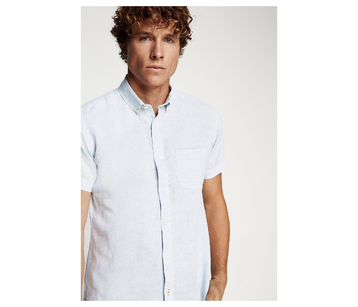 Springfield 034336618 XXL Plain Short Sleeve Casual Shirt for Men - Light Blue - Zoom Image 2