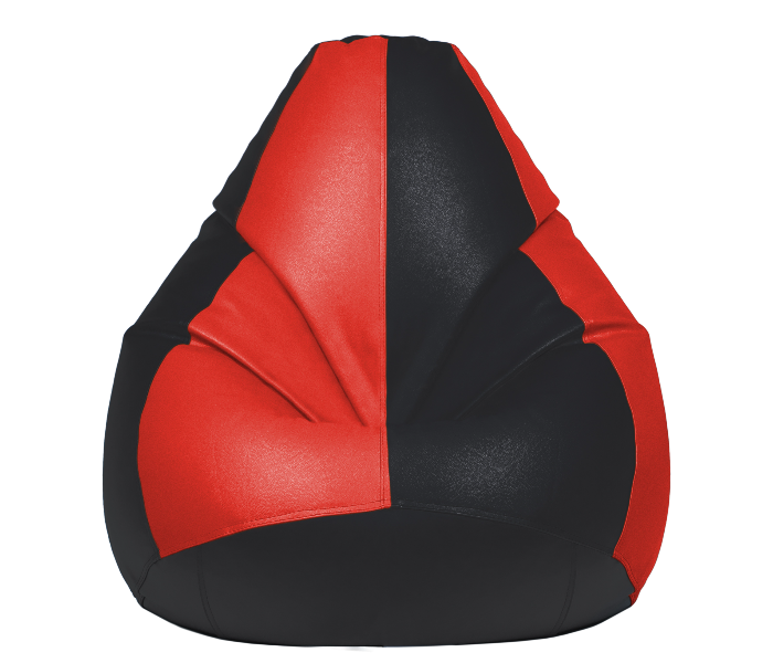 Komfort Factory STREDBLK-QU  Queen Size Leatherette Bean Bag with Filling - Red and Black - Zoom Image 1