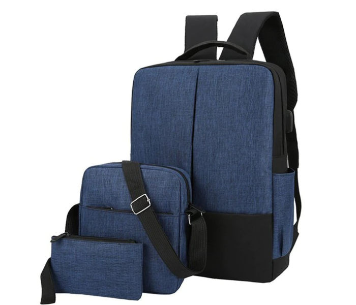 Set of 3 Travel 15.6 inch USB Charging Laptop Backpack - Blue - Zoom Image