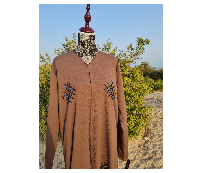 Casting Pearls HAZEL HEAVEN Small Mesh Hand work Abaya Designer Collections - Brown - Zoom Image 3