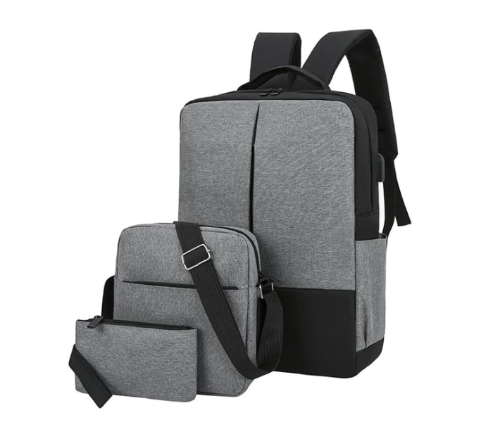 Set of 3 Travel 15.6 inch USB Charging Laptop Backpack - Grey - Zoom Image