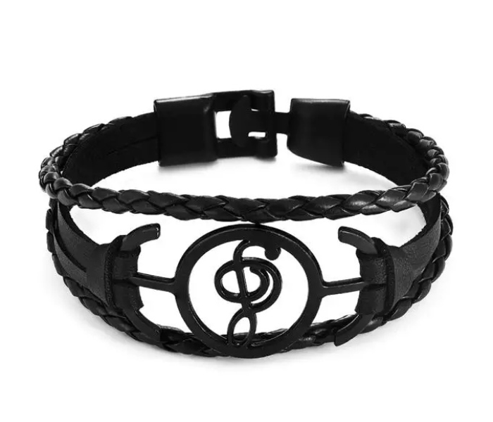 OEM Multilayer Retro 5 Casual Leather Bracelet - Black - Zoom Image