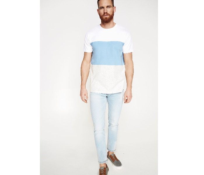 Springfield 328327596 Medium Knitted T-Shirt for Men - Light Blue - Zoom Image 1