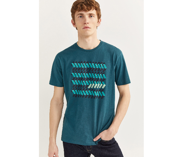 Springfield 328738624 XS Knitted T-Shirt for Men - Green - Zoom Image 2